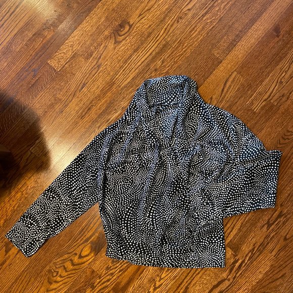 Milano Tiny Black/White Polka Dot Wrap Blouse - Size XL - Picture 1 of 9